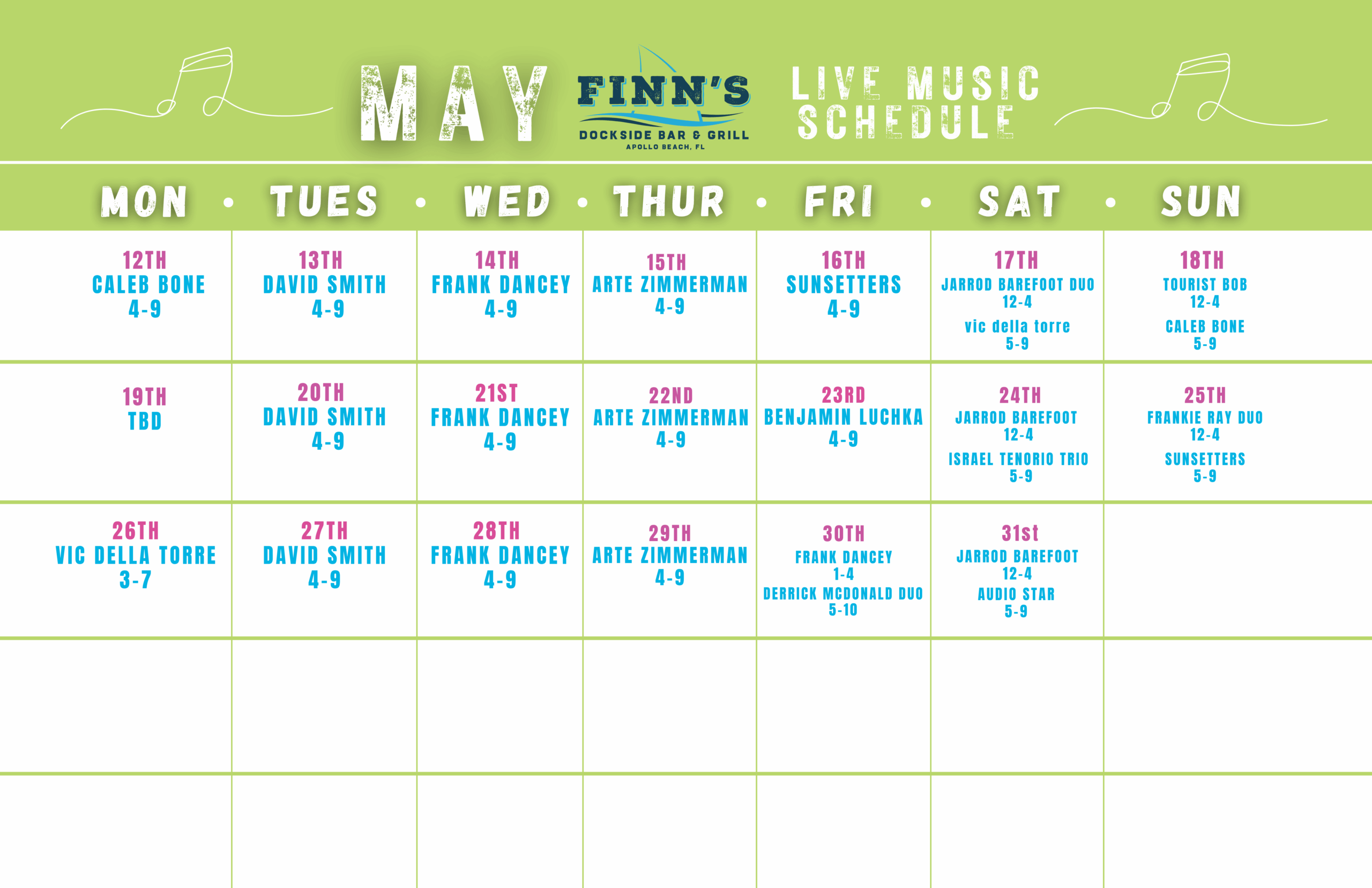 Finn's live band schedule (3)