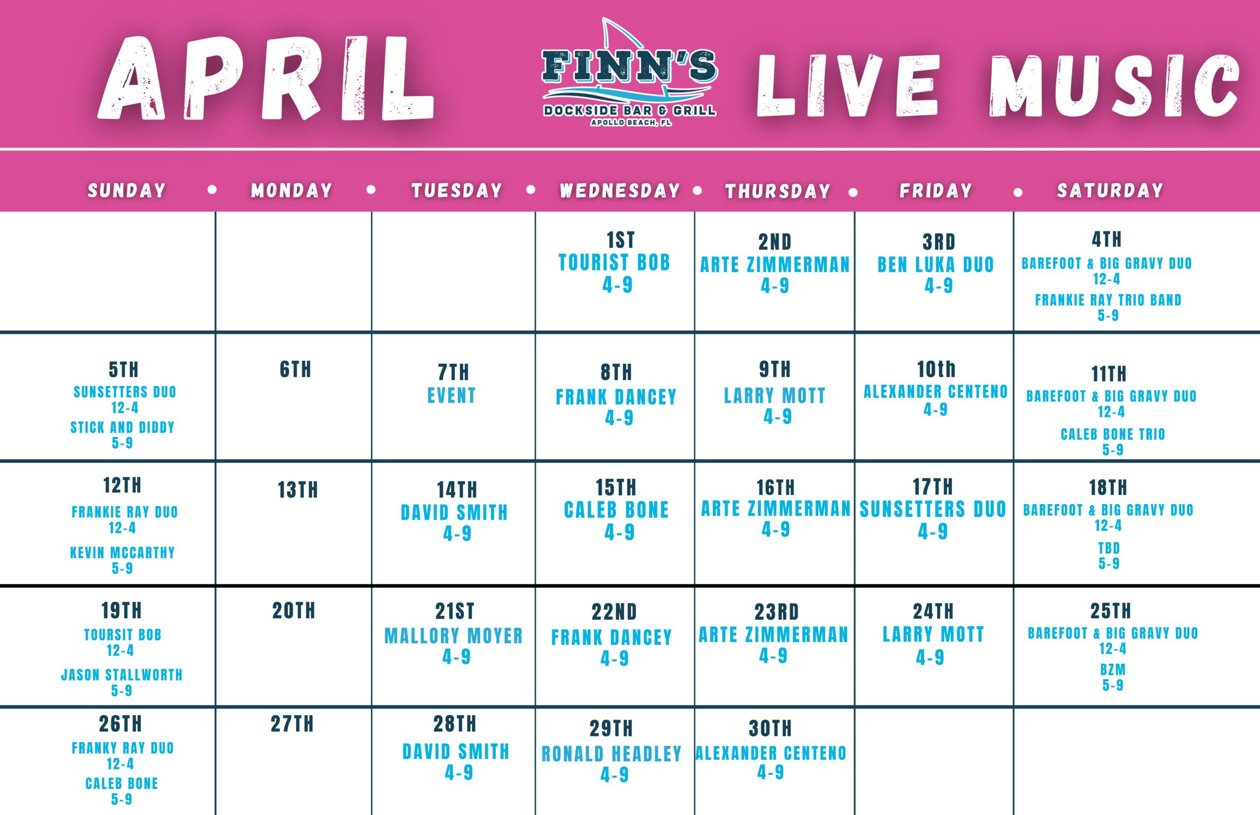 Finn's live band schedule (5)