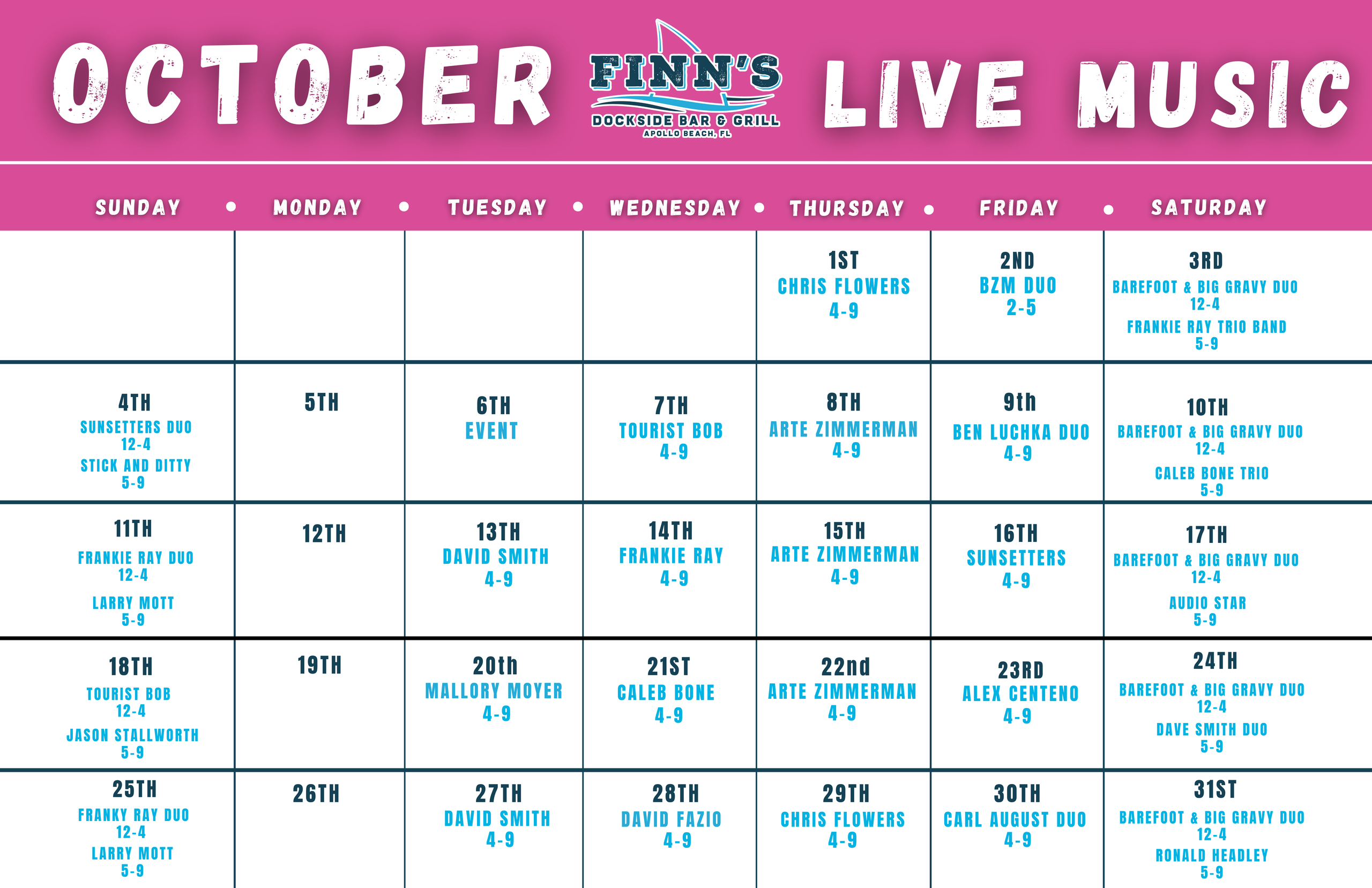 Finn's Live Band Schedule (14)
